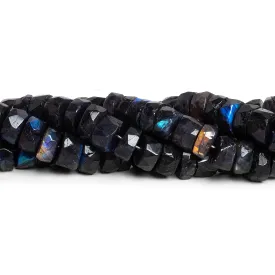 10mm Indigo Labradorite Handcut Rondelles 8 inch 35 beads