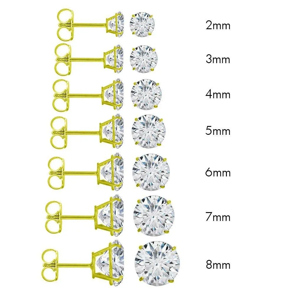 14E00002. - 14 Karat Yellow Gold Push Backing Round Stud Earring