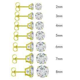 14E00002. - 14 Karat Yellow Gold Push Backing Round Stud Earring