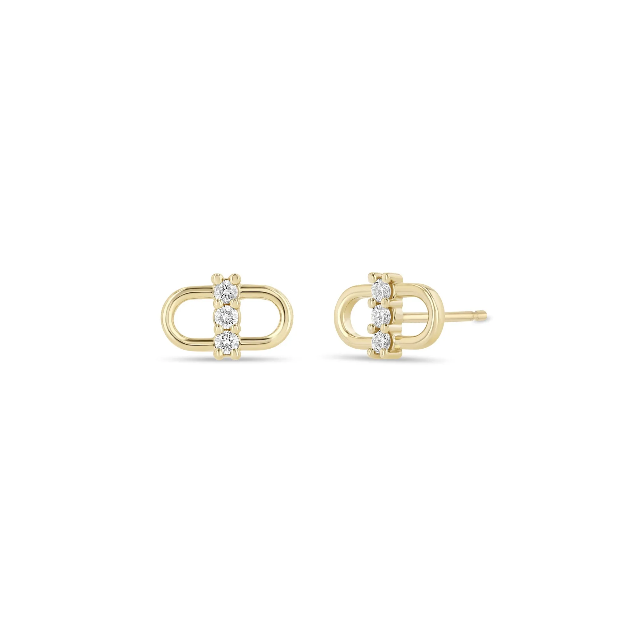 14k 3 Prong Diamond Open Link Studs