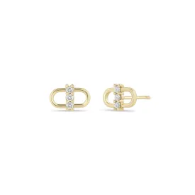 14k 3 Prong Diamond Open Link Studs