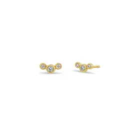 14k 3 Small Graduated Diamond Bezel Studs