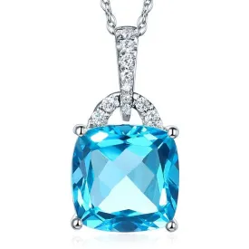 14K White Gold Swiss Blue Topaz Pendant MKN7011SB