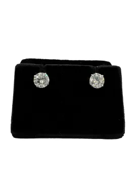 2.18 Carat Solitaire Diamond White Gold Studs