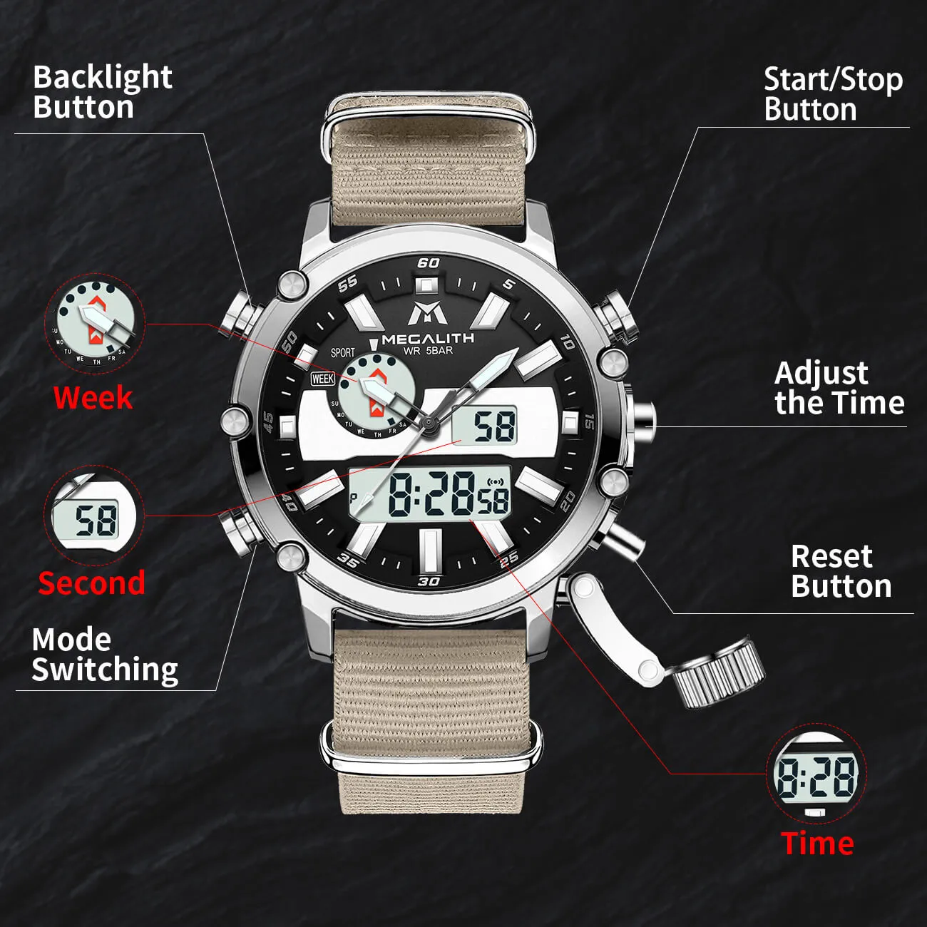 8229M | Quartz Men Watch | Nylon Band