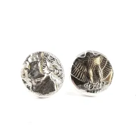 90% Silver Quarter Heads & Tails Punch Out Stud Earrings