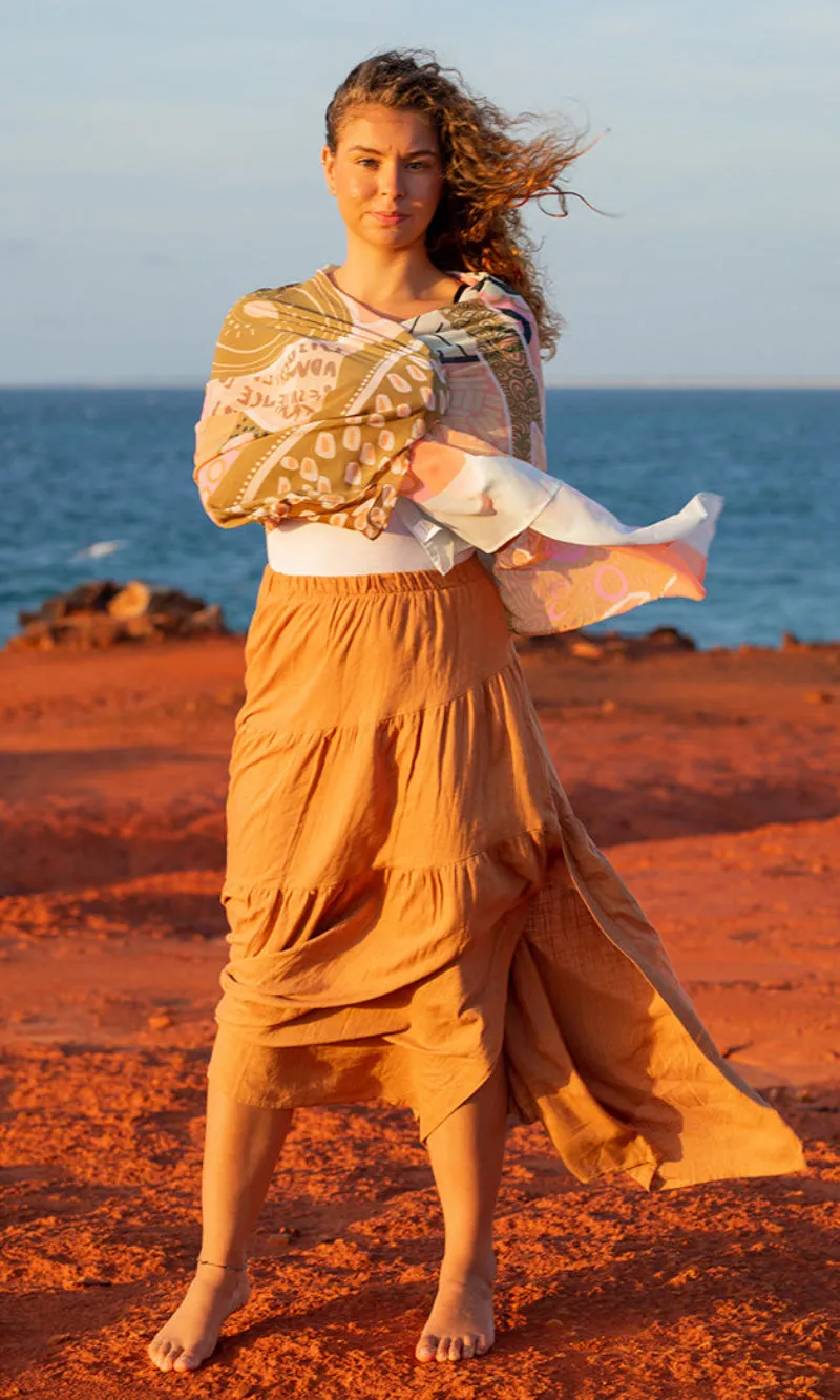 Aboriginal Art Scarf In Their Footsteps