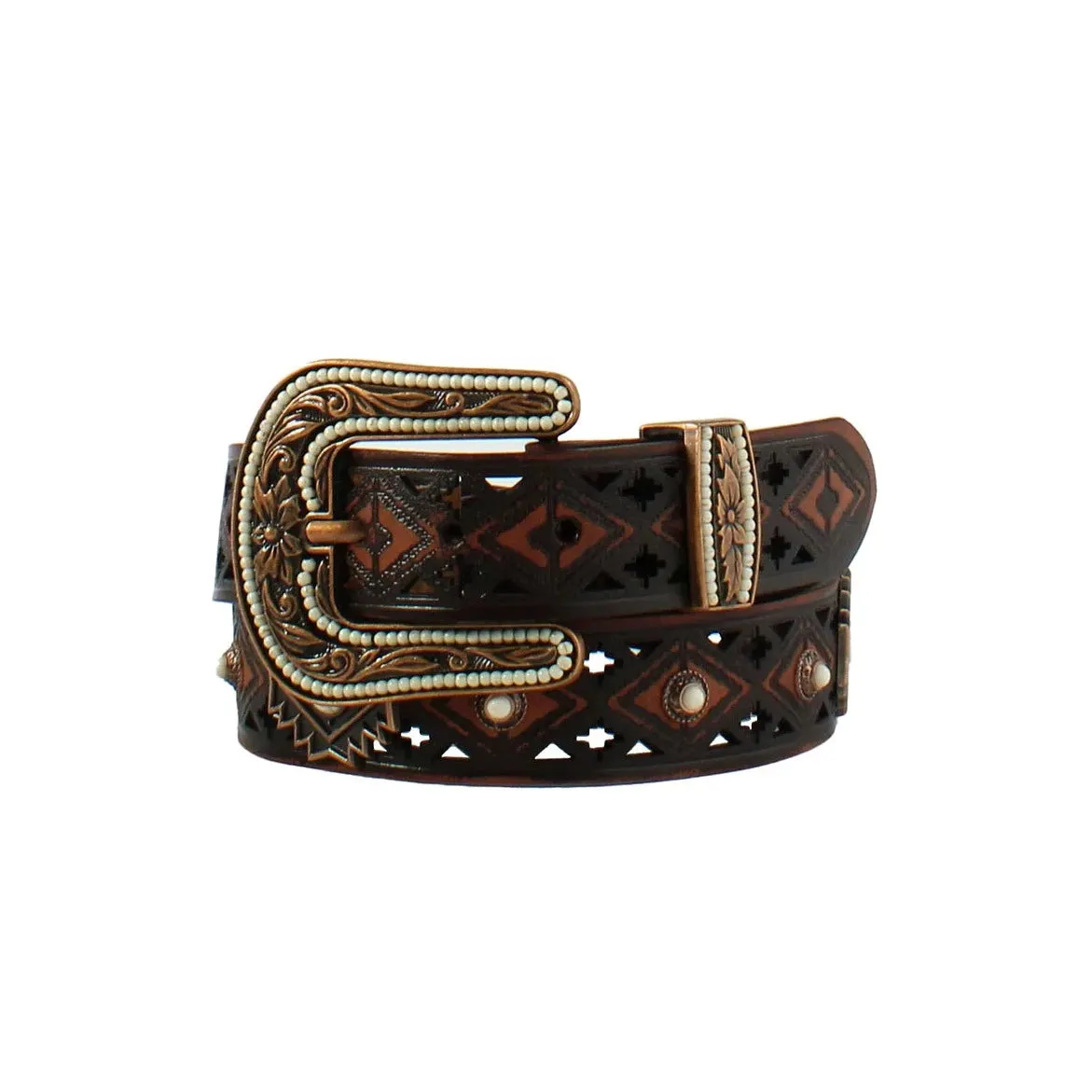 Angel Ranch Western Belt Women's Aztec Print With Conchos