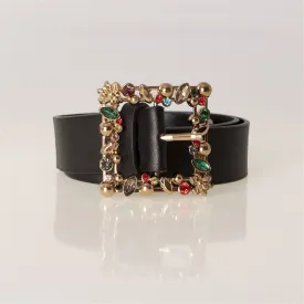 Angels Whisper Bejewelled Square Buckle PU Belt