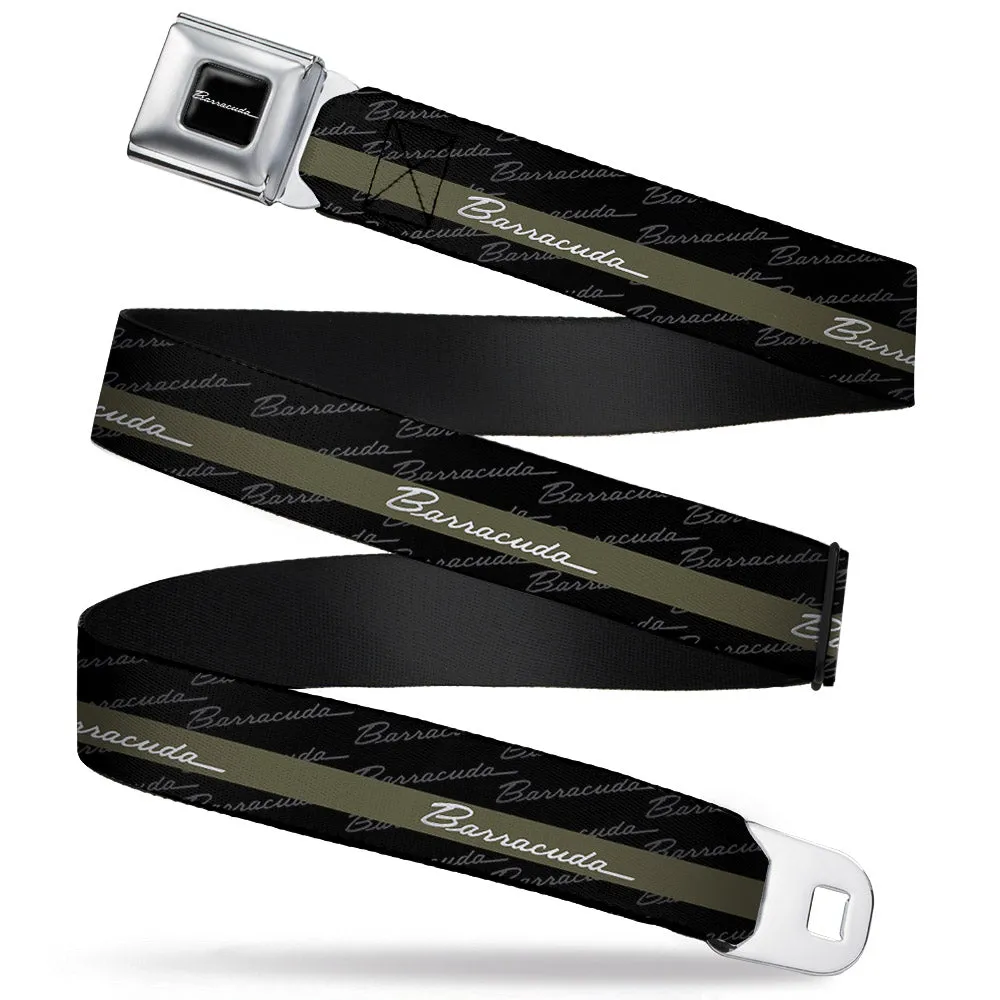 BARRACUDA Script Logo Full Color Black White Seatbelt Belt - BARRACUDA Script Stripe/Monogram Black/Gray/Olive/Silver Webbing