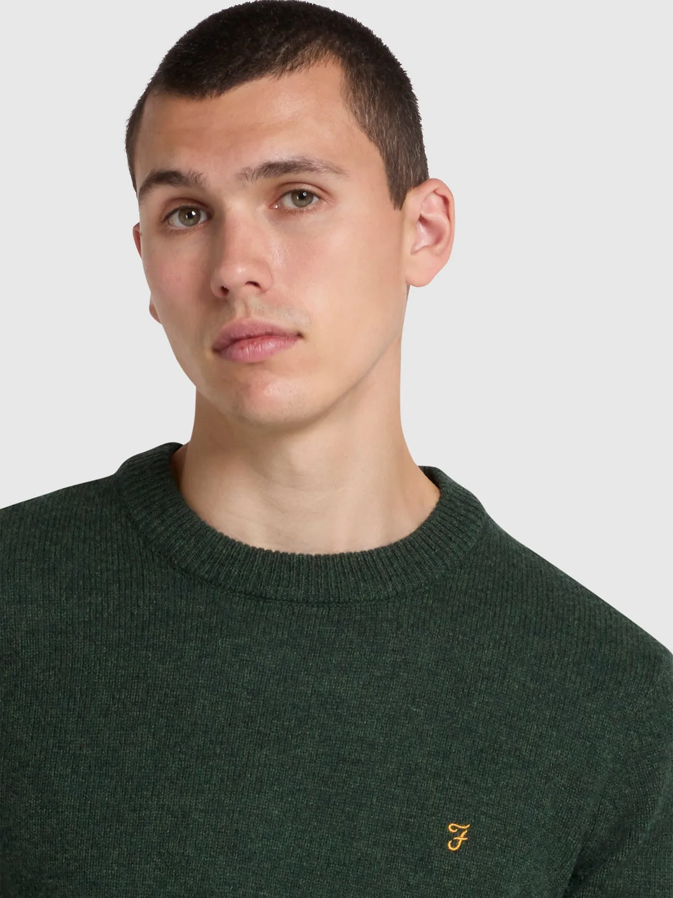 Birchall Crew Neck Lambswool Sweater In Evergreen