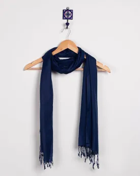 Blue Plain Woven Bhagalpuri Viscose Stole