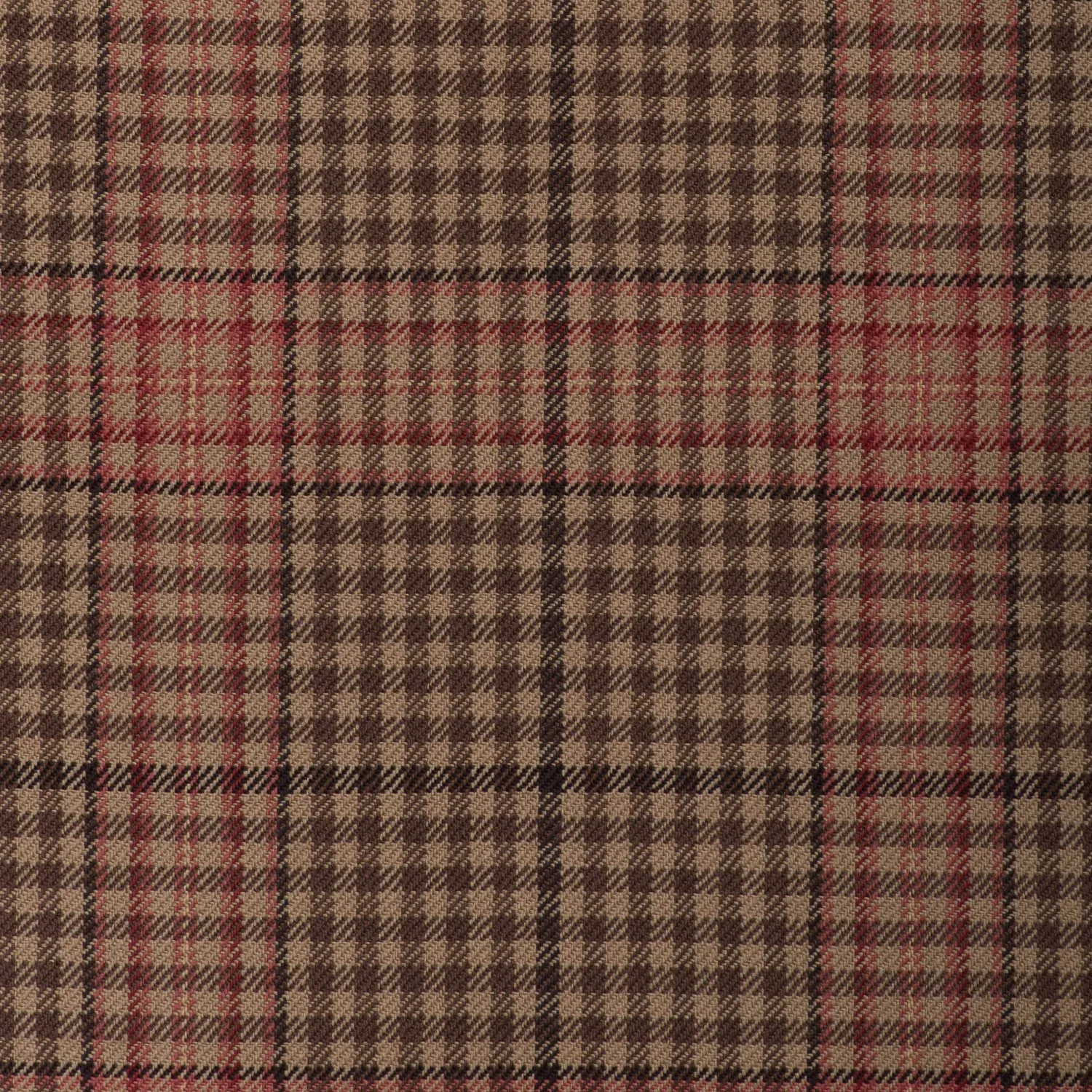 Brown/Light Brown With Red Check Onyx Super 100's Luxury Jacketing And Suiting's