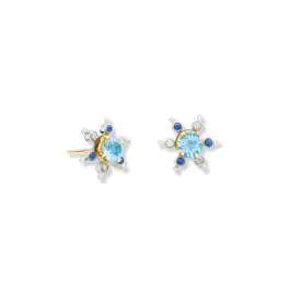 Cactus Earring Halos White Gold - Sapphire & Diamond