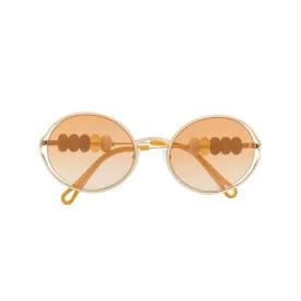 CHLOE WOMEN'S DILLIE OVAL GOLD SUNGLASSES WITH BEAD DETAIL, NWT, $466