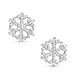 CZ Snowflake Earrings in Sterling Silver