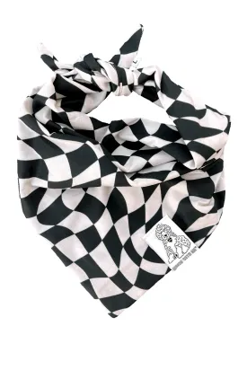 Dog Bandana Checkered Swirl - Customize with Interchangeable Velcro Patches