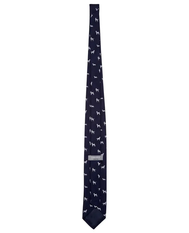 Dog Embroidered Silk Tie