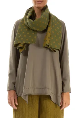 Dotty Olive Silk Scarf