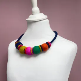 Felt bead necklace - multicolour