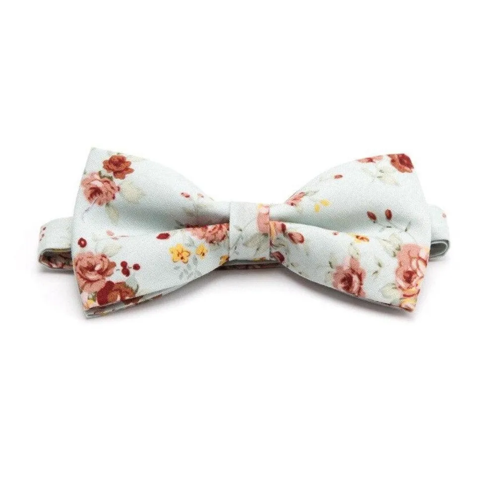 Flowered Cotton Bow Tie Pre-Tied