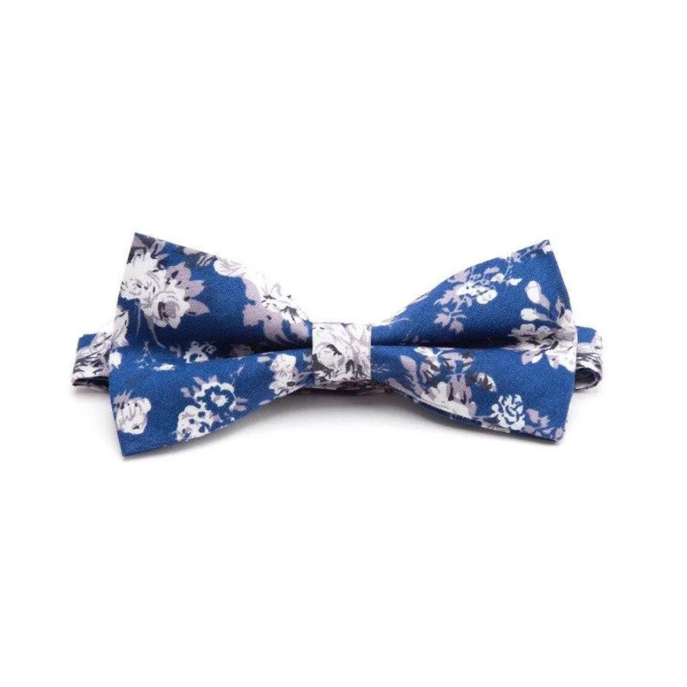 Flowered Cotton Bow Tie Pre-Tied