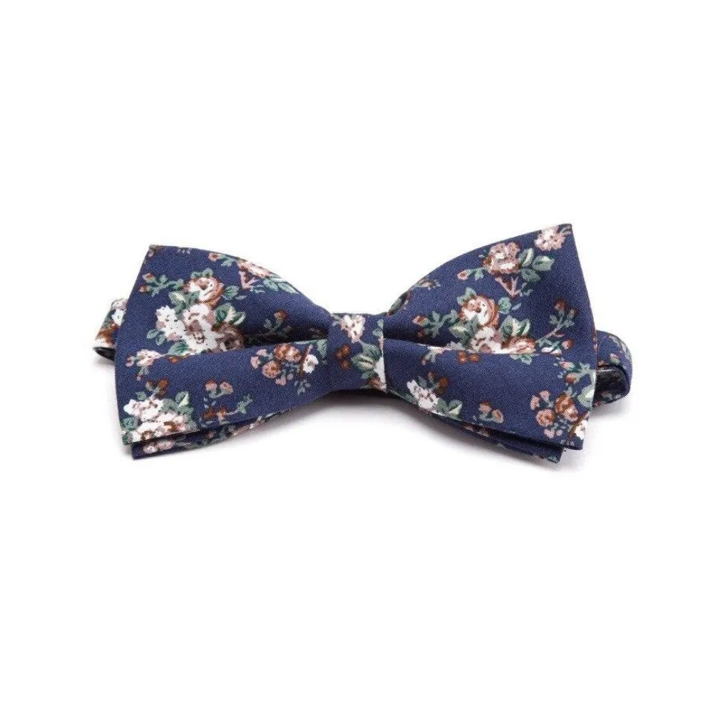 Flowered Cotton Bow Tie Pre-Tied