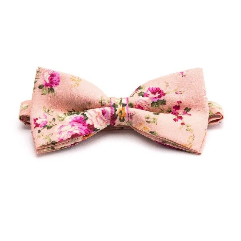 Flowered Cotton Bow Tie Pre-Tied