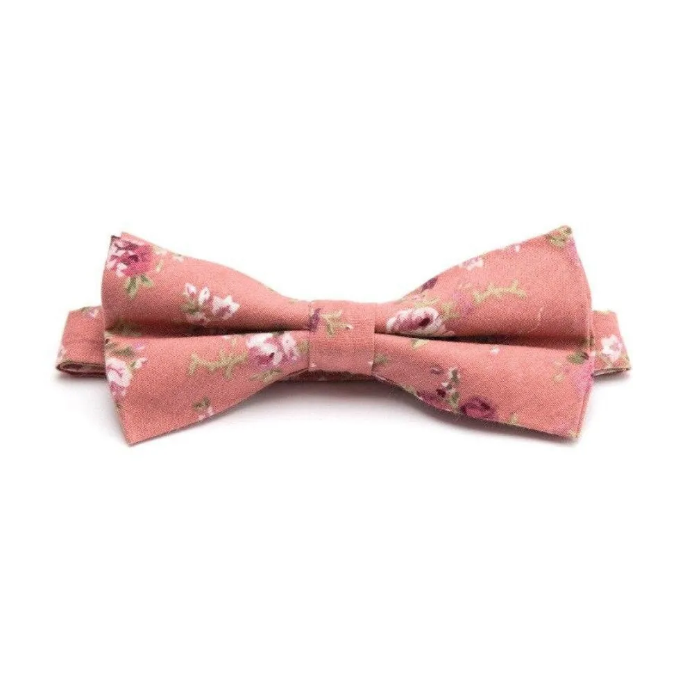 Flowered Cotton Bow Tie Pre-Tied