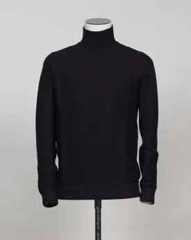 Gran Sasso Merino Honey Comb Roll Neck / Black