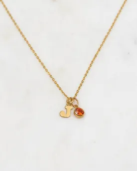 Initial J with Birthstone Necklace