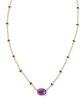 Kendra Scott Mini Elisa Enamel Necklace - Gold Purple Mop