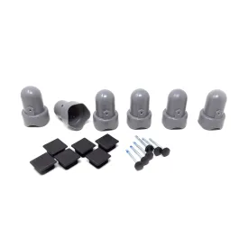 Large Grey Pole Cap Kit with Bolts and End Caps (Set of 6) 8049, 1016, 8003