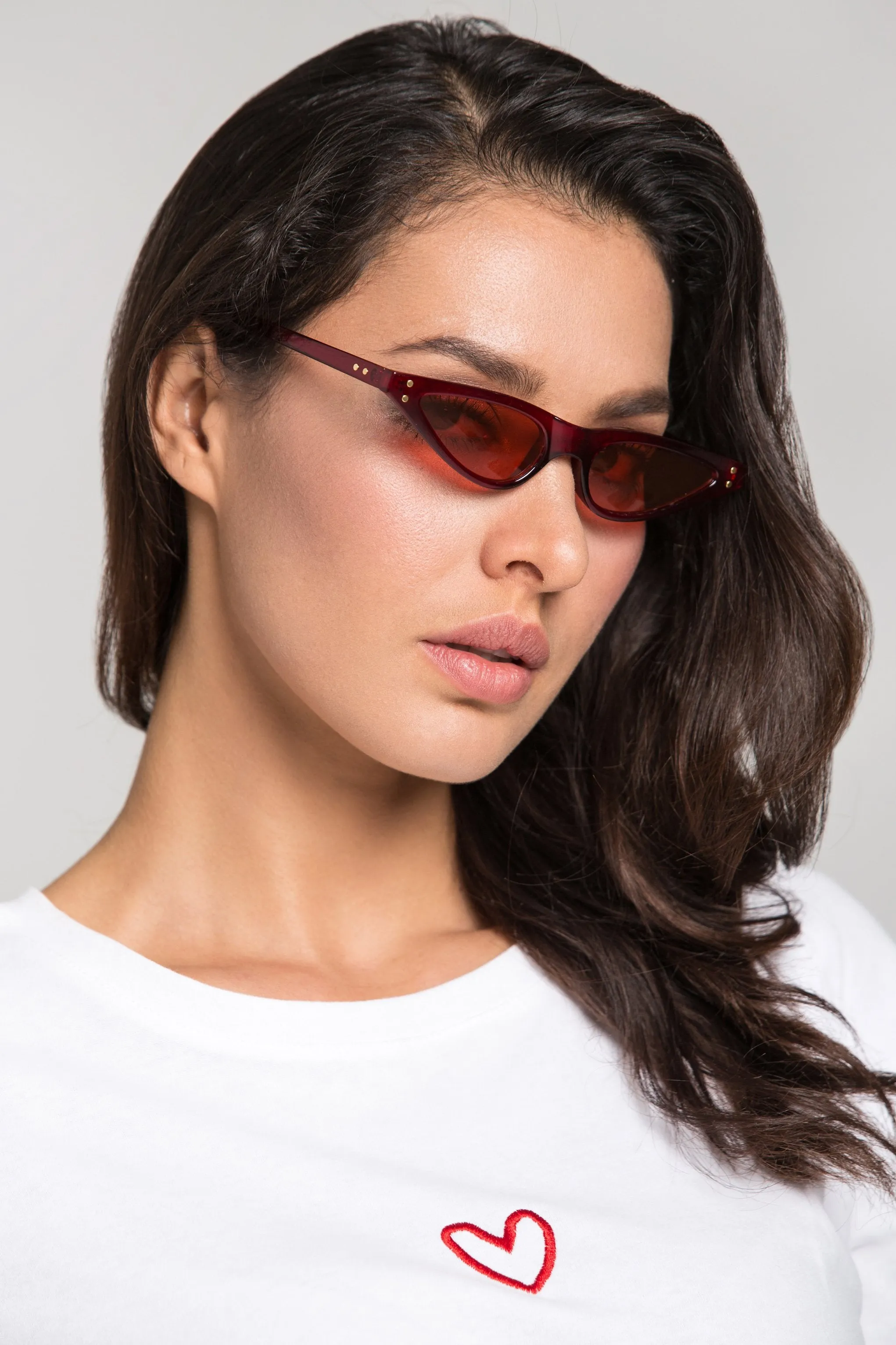 Maroon Super Slim Vintage Sunglasses