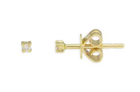 Mini Earrings 14kt Gold 4 Prongs Diamonds Studs