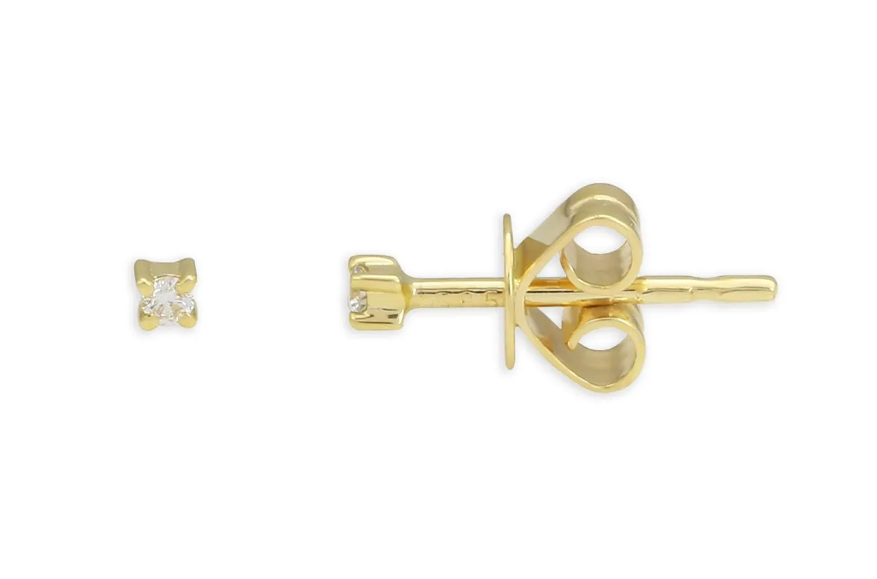 Mini Earrings 14kt Gold 4 Prongs Diamonds Studs