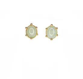 Moss Aquamarine Gold Studs, Large