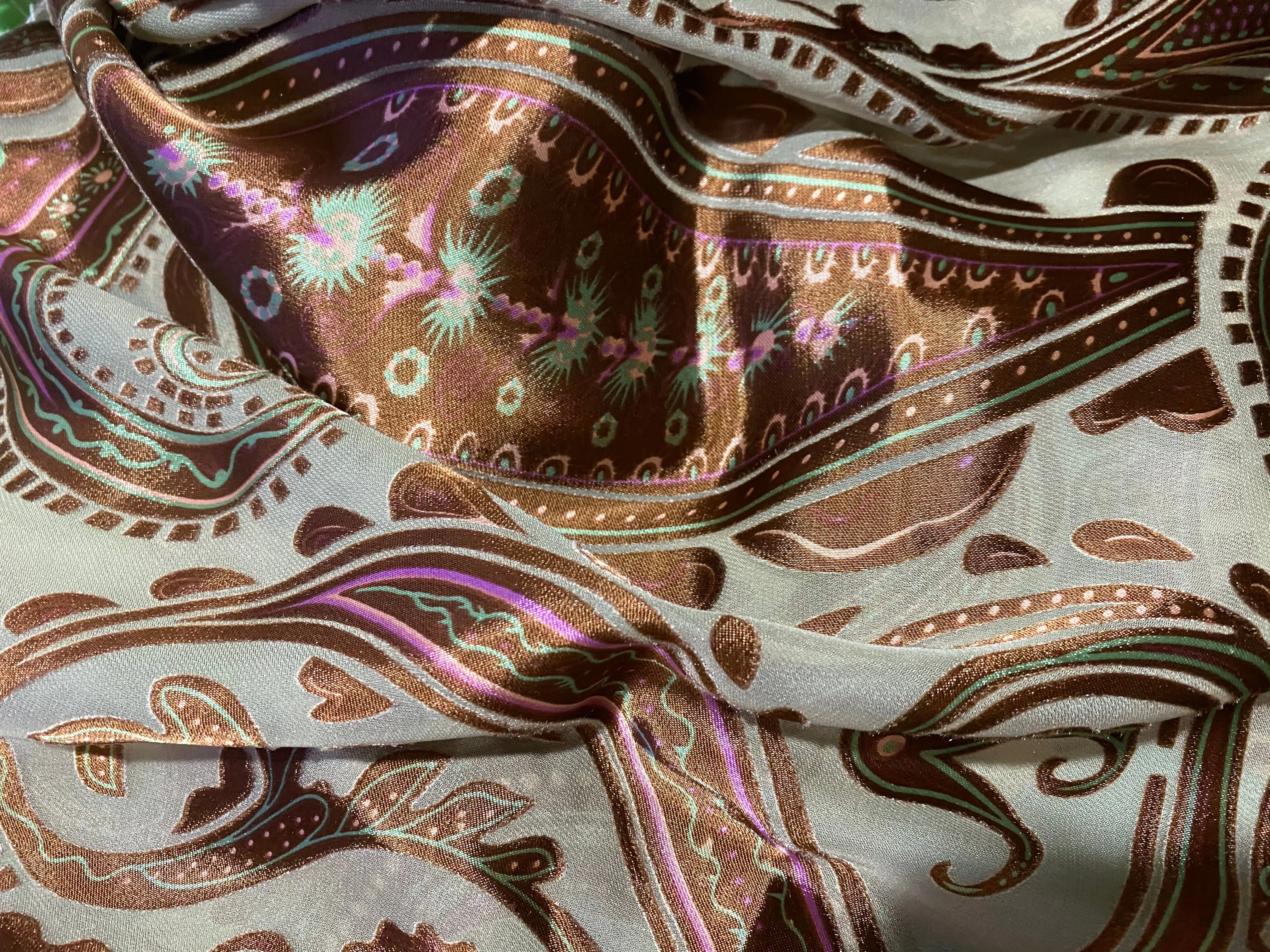 New  100% Silk Charmeuse and Chiffon Burnout Bohemian Fabric