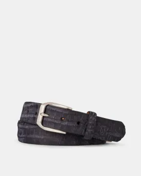 Nubuck Crocodile Belt in Black