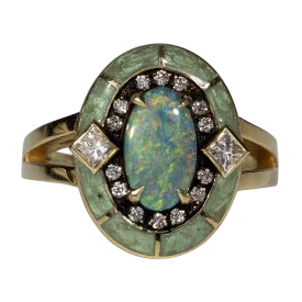 Opal and Diamond Rock Candy Ring