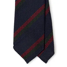 Silk Grossa Grenadine Block Stripe Hand-rolled Tie